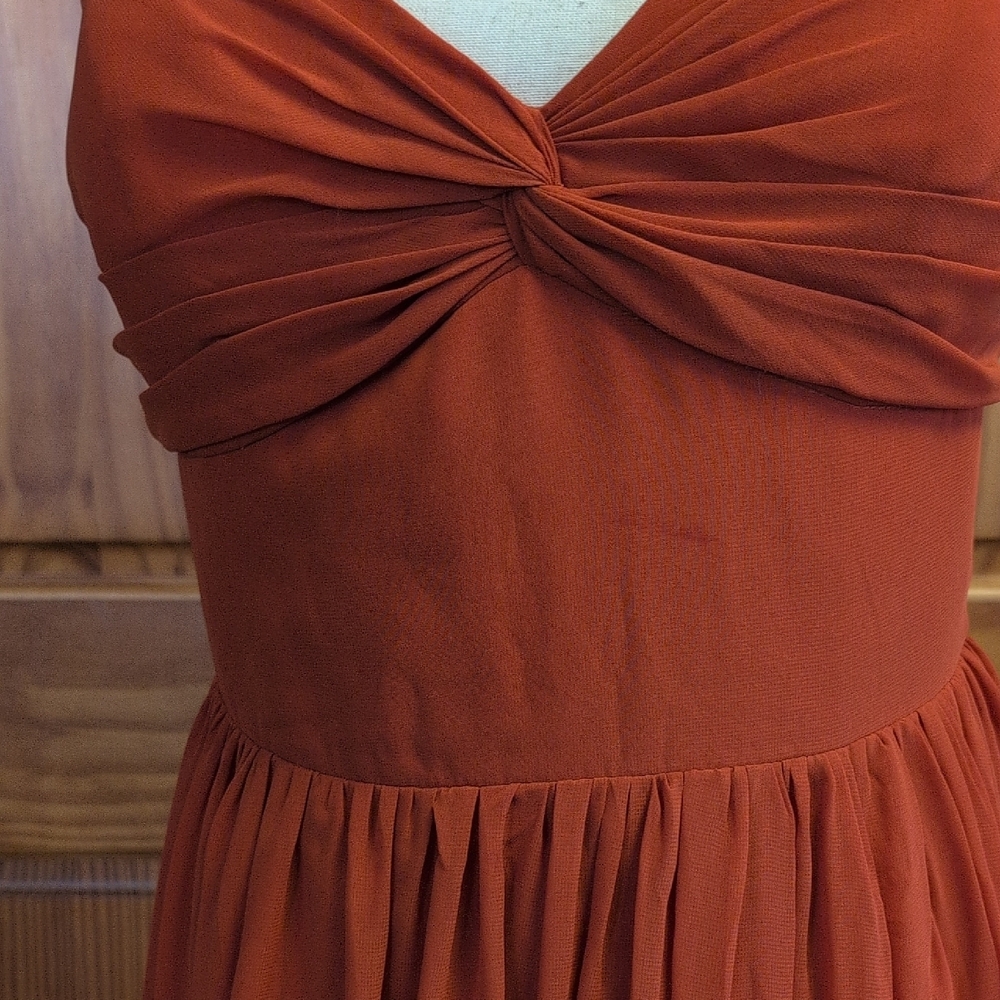 Azazie Strapless Burnt Orange Prom Bridesmaid Formal Dress Gown 14        CC132 - Picture 4 of 13